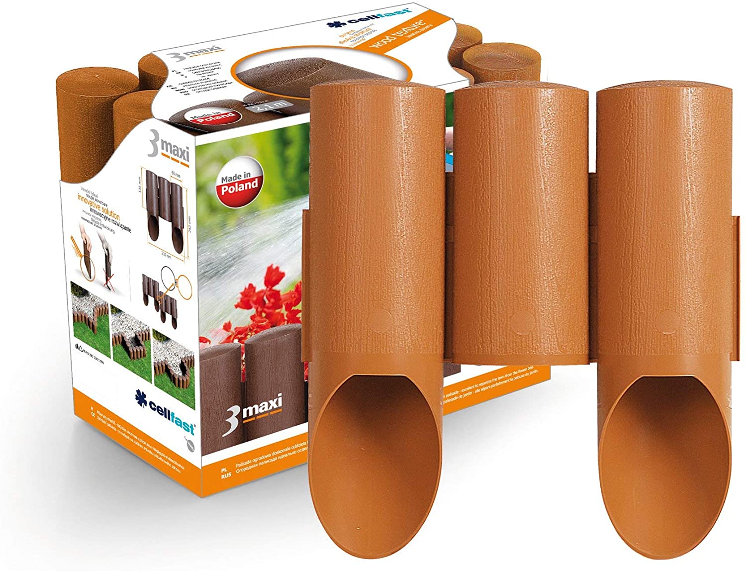 Cellfast Lawn Edging Picket Fencing, Brown, 5901828854699 0.21 x 0.21 x 0.1 cm, Braun, 0.21x0.21x0.1 cm