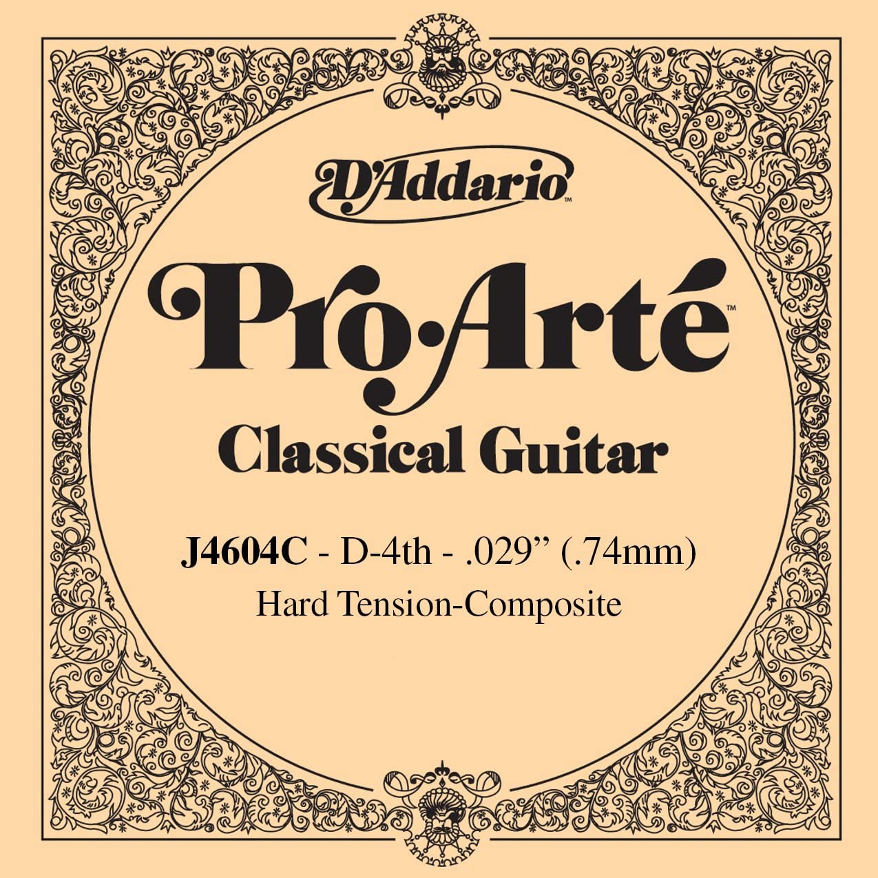 D'Addario J4604C Pro-Arte Nylon Hard Tension Single Fourth String for Classical Guitar, Nylon Classical