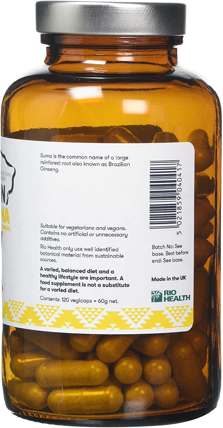 Rio Amazon 500 mg Suma Brazilian Ginseng 120 Vegetarian Capsules, 120 g, 120 Capsules - Image 2