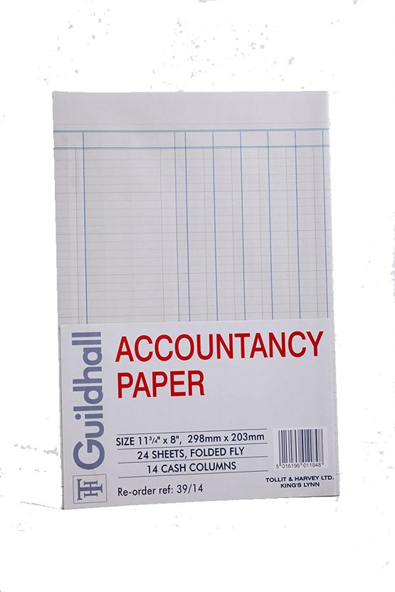 Exacompta Guildhall A4 Accountancy Paper, 24 Sheets, 14 Cash Columns
