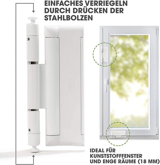 CAL DOUBLEX XL,white, for door and window security, burglar protection, window lock - 2 steel latches - Image 2