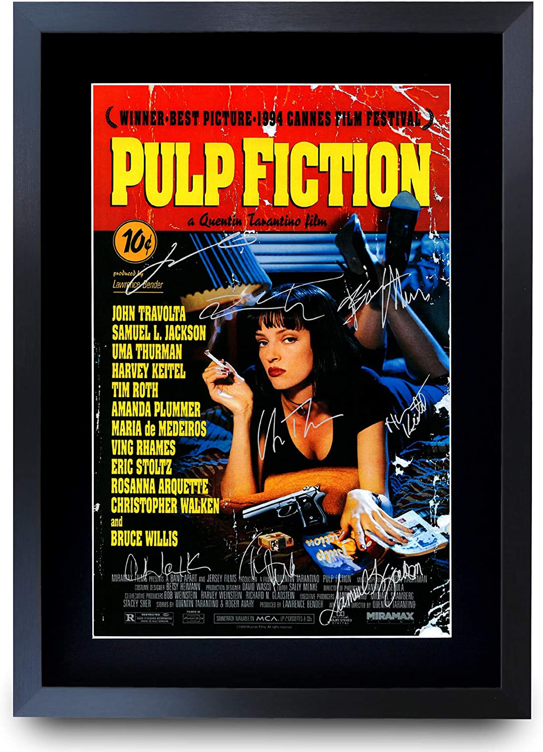 HWC Trading Pulp Fiction The Cast Bruce Willis Samuel L Jackson Gifts Printed Poster Signed Autograph Picture for Movie Memorabilia Fans