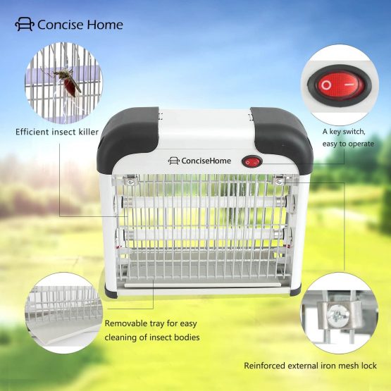 Concise Home Insect Killer UV light Attract to Zap Flying Insects Playing Excellent Role as Bug Zapper, Insect Killer, Fly Zapper, Fly Killer, Fly Swatter, Wasp Killer Sliver (12W) - Image 4