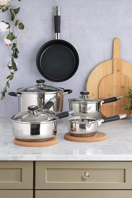Viners 0302.185 Everyday 3 Piece Sauce Set Stainless Steel Pans and Glass Lids with 5 Year Guarantee - Image 2