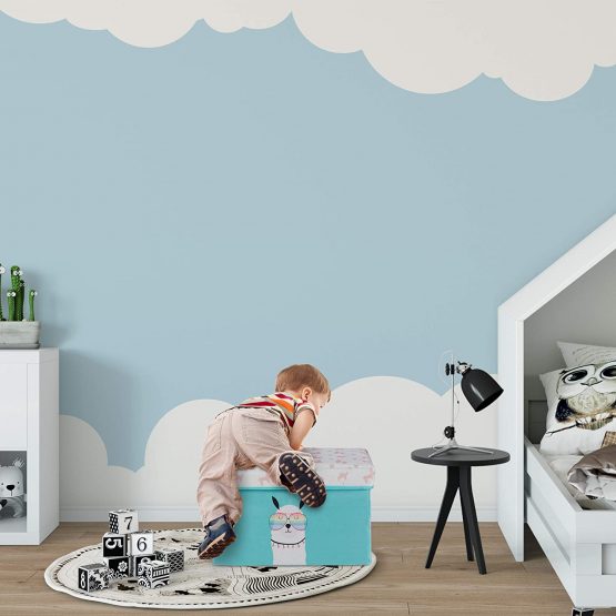 Relaxdays Kids Ottoman, Lidded, Toys Storage Crate, Folding, Boys & Girls, 33 L, Lama Design, Turquoise, 31 x 48.5 x 31 cm - Image 2