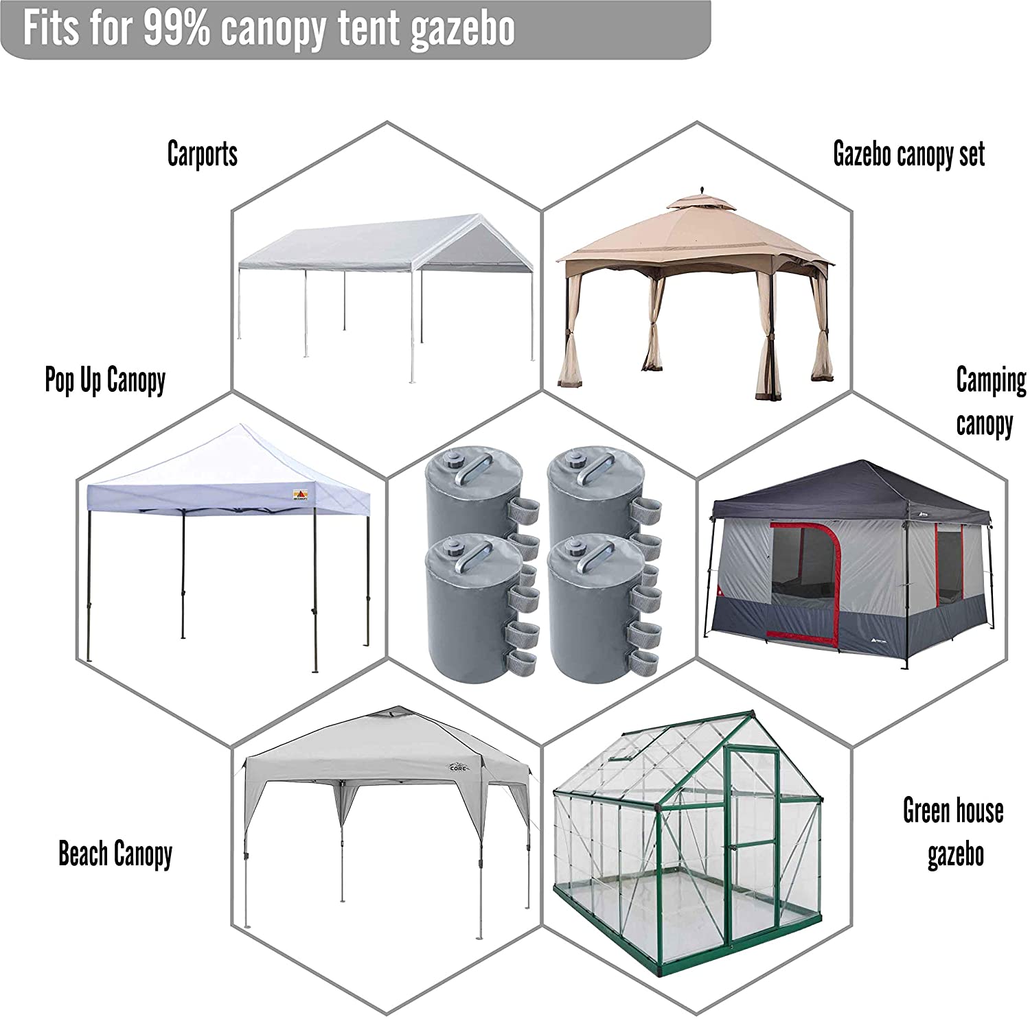 Abccanopy Set of 4 Gazebo Feet with Water / Sand, Fillable Weights for Gazebos, Garden Tents