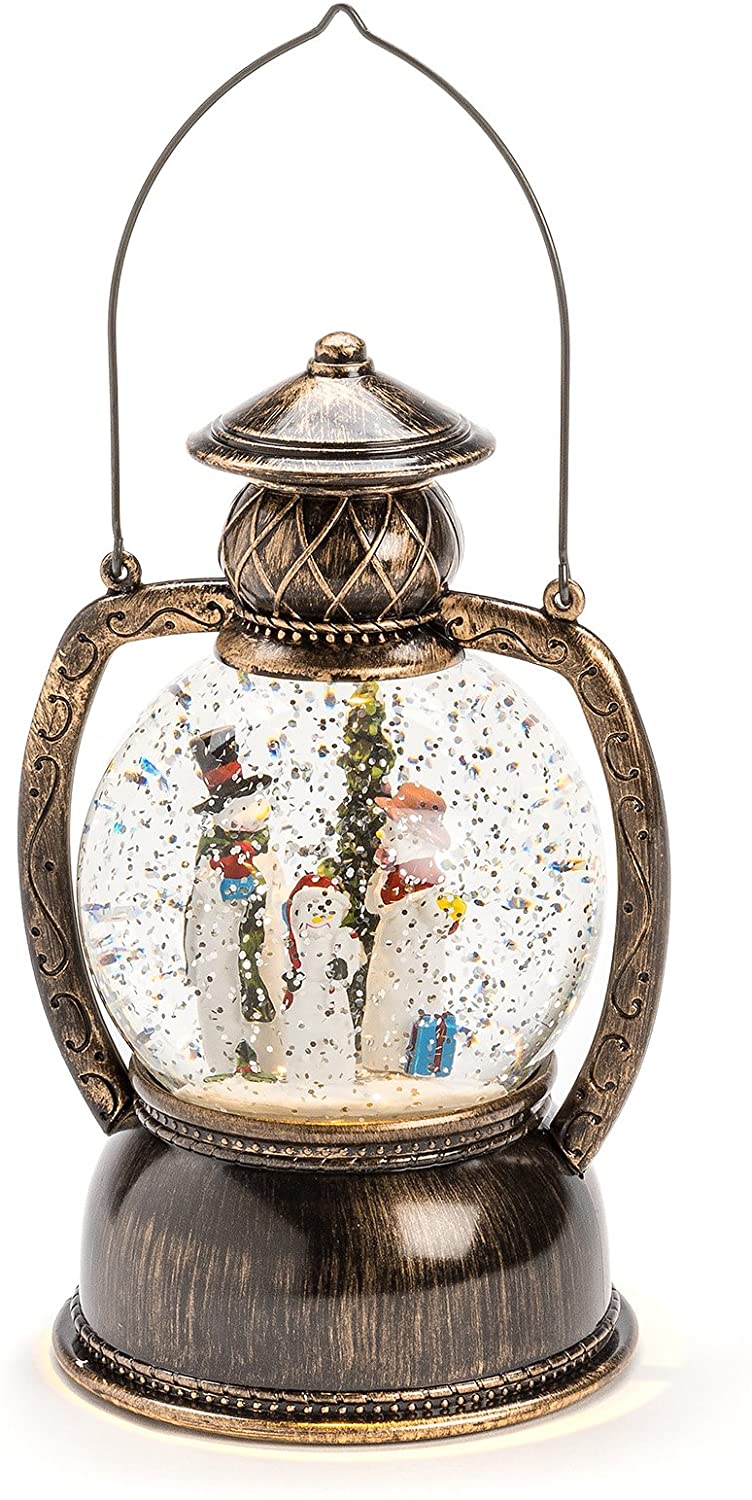 Konstsmide 3498-000 LED Glass Globe Snow Lantern Lamp "Snowman Scene" / For Indoor Use/Battery Operated: 3xAA 1.5V (excl.) / Water Filled/Warm White Diode