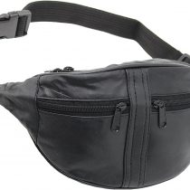 RAS Leather Travel Money Pouch Waist Bum Bag Adjustable Belt 1003 Black