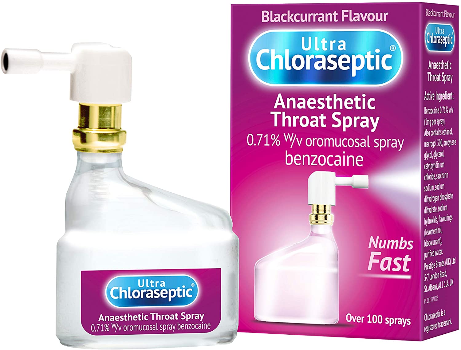 Ultra Chloraseptic Anaesthetic Throat Spray Blackcurrant Flavour, 15ml