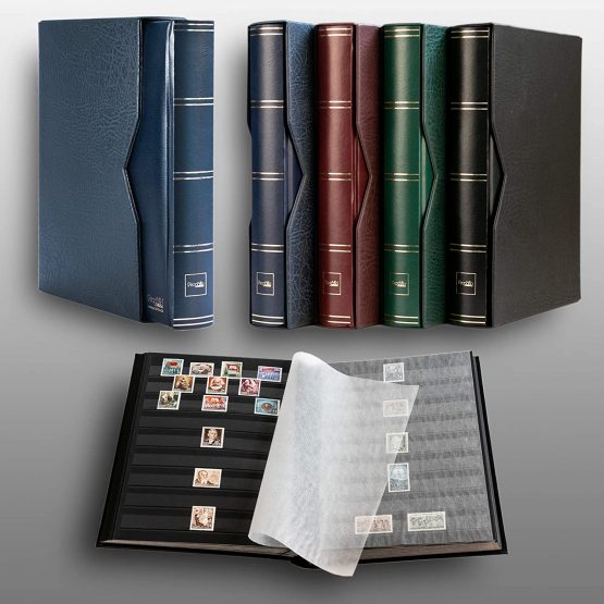 Prophila stockbook 60 black sides padded with slipcase blue