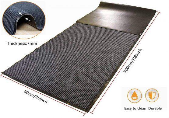 Nisorpa Carpet Runner 90x300cm Dirt Stopper Rubber Backed Door Mat Long Hallway Hall Rug Non-Slip Kitchen Flooring Mat for Home Office Kitchen Indoor and Outdoor Use Anthracite - Image 2