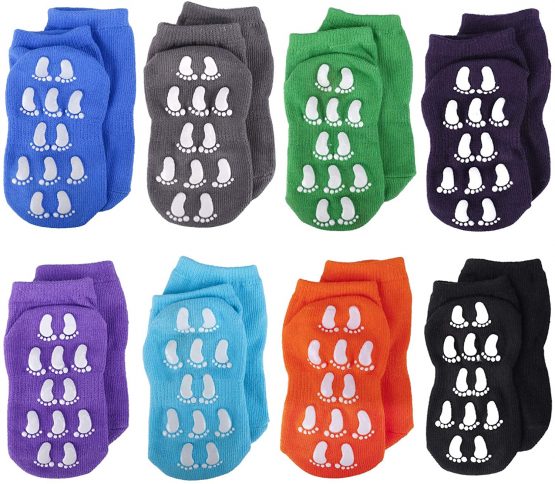 Toddler Grips Ankle Socks, Non Slip Socks for Kids, Low Cut Anti-Skid Floor Socks for 1-3 Years Baby Boys and Girls, 8 Pairs