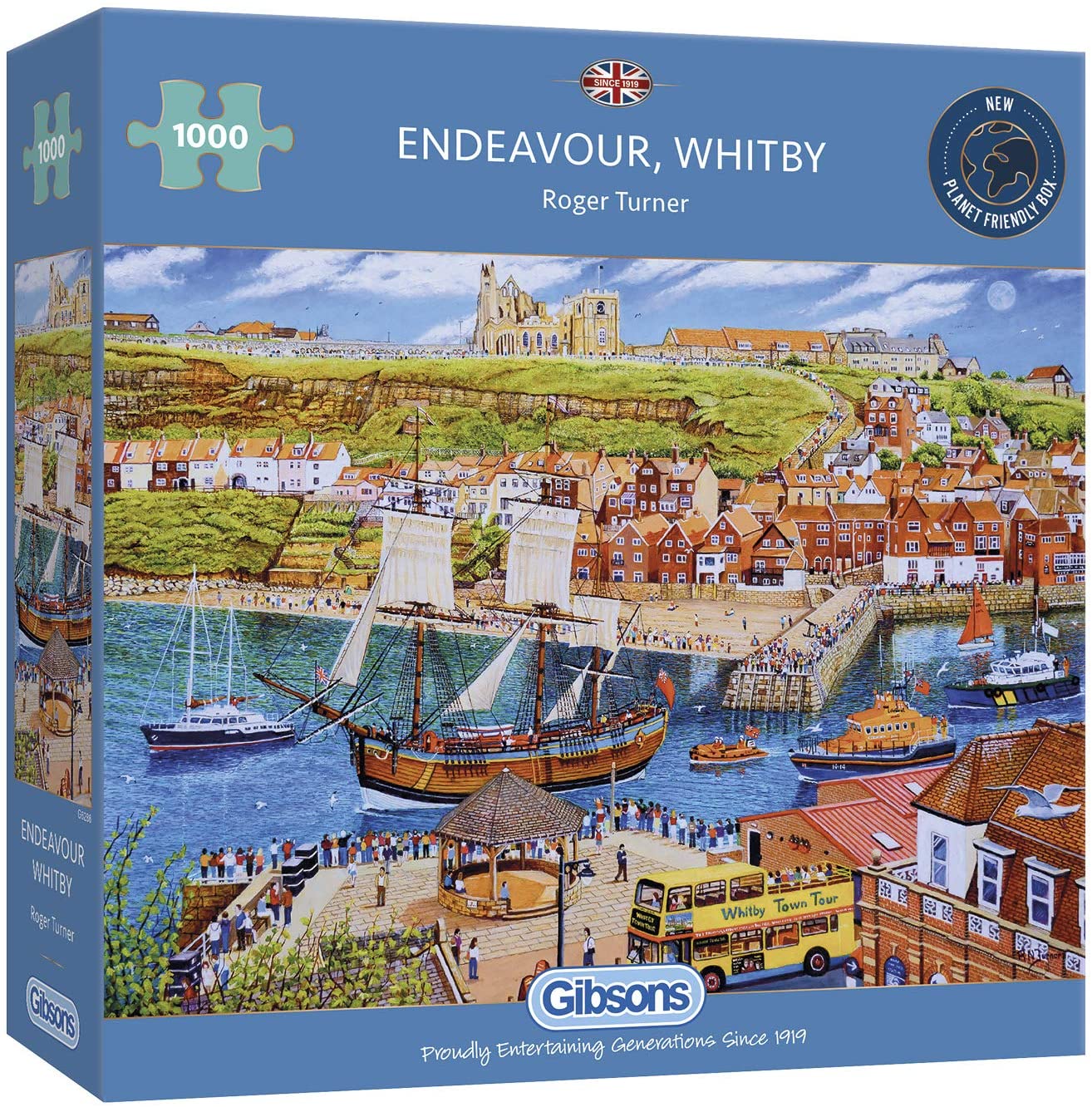Gibsons Endeavour, Whitby 1000 Piece Jigsaw Puzzle for Adults, Historic Exploration Ship Scene by Roger Turner