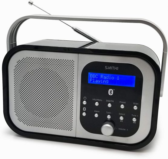 Smith-Style Retro H1 DAB+ FM DAB Digital Radio Bluetooth Portable Radio with Dual Alarm Clock & LCD Display – DAB Radio/FM Radio/Battery & Mains Powered with 20 Presets – White - Image 3