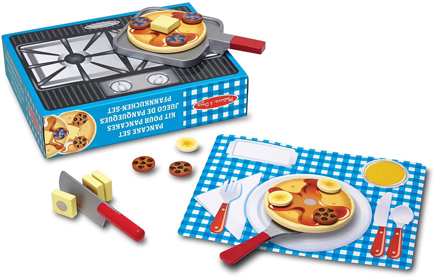 Melissa & Doug 19342 Food Pancake Set, Kid'S Toys Age 3, Gift for Boy Or Girl Multicolour, Multi-color, 1 EA