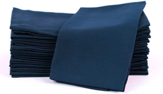 AMOUR INFINI Cotton Napkins | 12 Pack | 45 x 45 cm | 100% Ring Spun Premium Cotton |Dinner Napkins | Highly Absorbent Cloth Napkins | Navy Blue