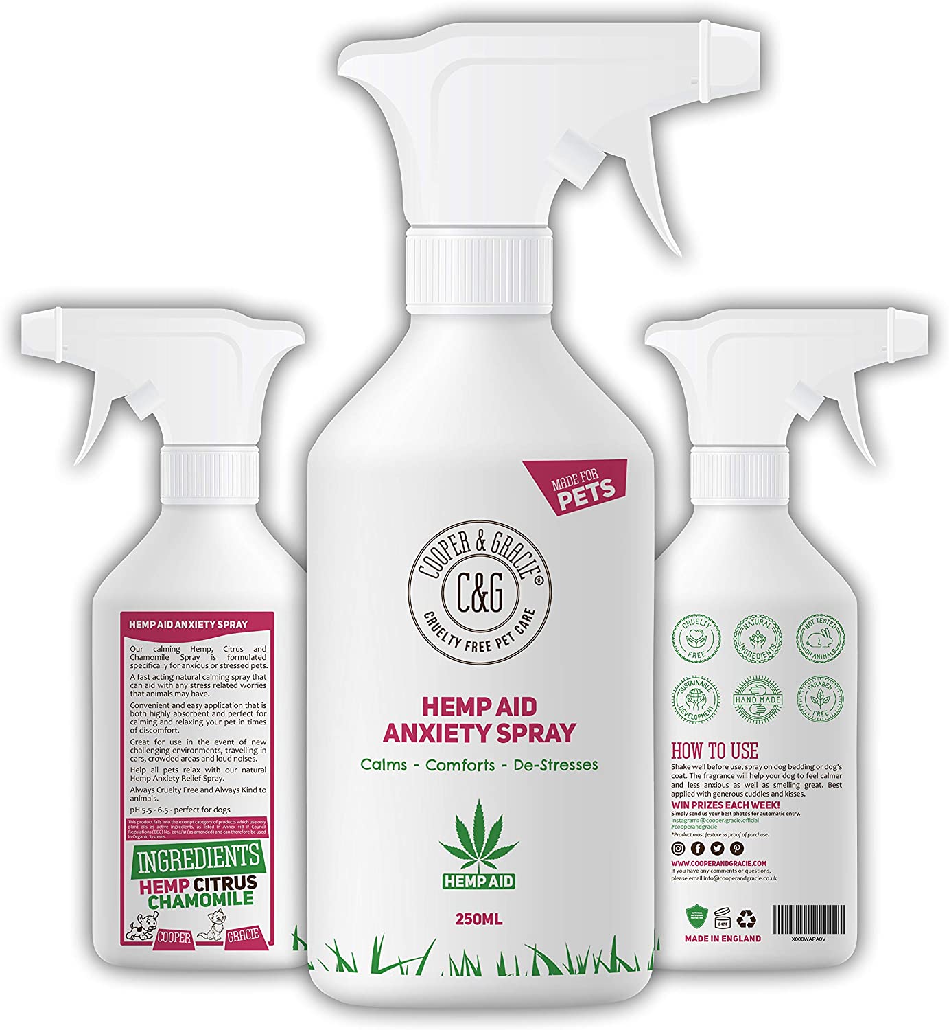 Pet Hemp Aid Anxiety Spray 250ML, White, 250 ml (Pack of 1)