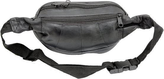 RAS Leather Travel Money Pouch Waist Bum Bag Adjustable Belt 1003 Black - Image 3
