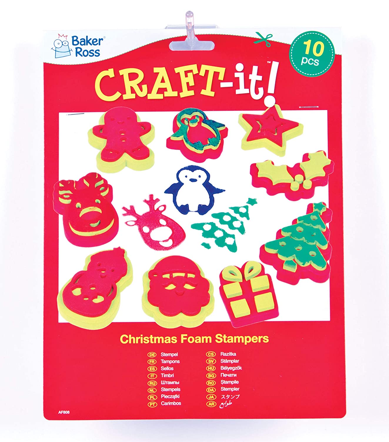 Baker Ross AF808 Christmas Stampers (Pack of 10) Arts & Crafts Stamps for Kids-Easy for Children to Hold Assorted - Image 3