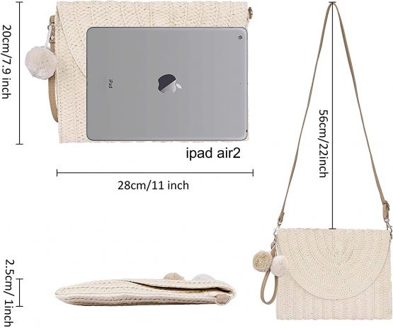 Straw Clutch Purse Bag Women Straw Woven Handbag Envelope Shoulder Bag for Evening Party, Rattan Beach Tote Boho Style Summer Beach Wallet for Ladies - Image 4