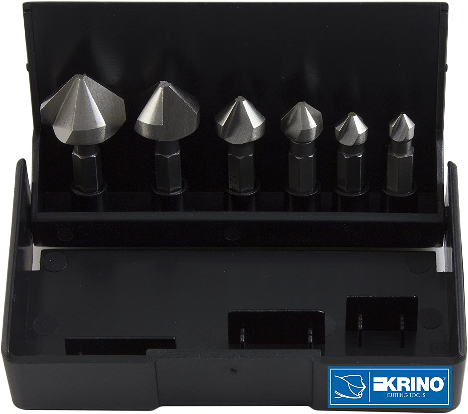 Krino 19020214 HSS Countersink Set including Hexagonal Attachment - 6 Pieces, steel