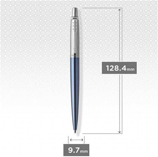 Parker Jotter Ballpoint Pen | Waterloo Blue | Medium Point Blue Ink - Image 4