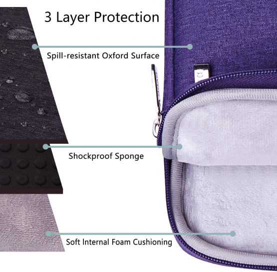 Voova Laptop Bag 14-15.6 Inch, Waterproof Laptop Case Sleeve with Shoulder Strap, Computer Cover Compatible w/MacBook Pro 16, Dell XPS 15, Acer Asus Hp Chormebook for women ladies& Girls boys-Purple - Image 4