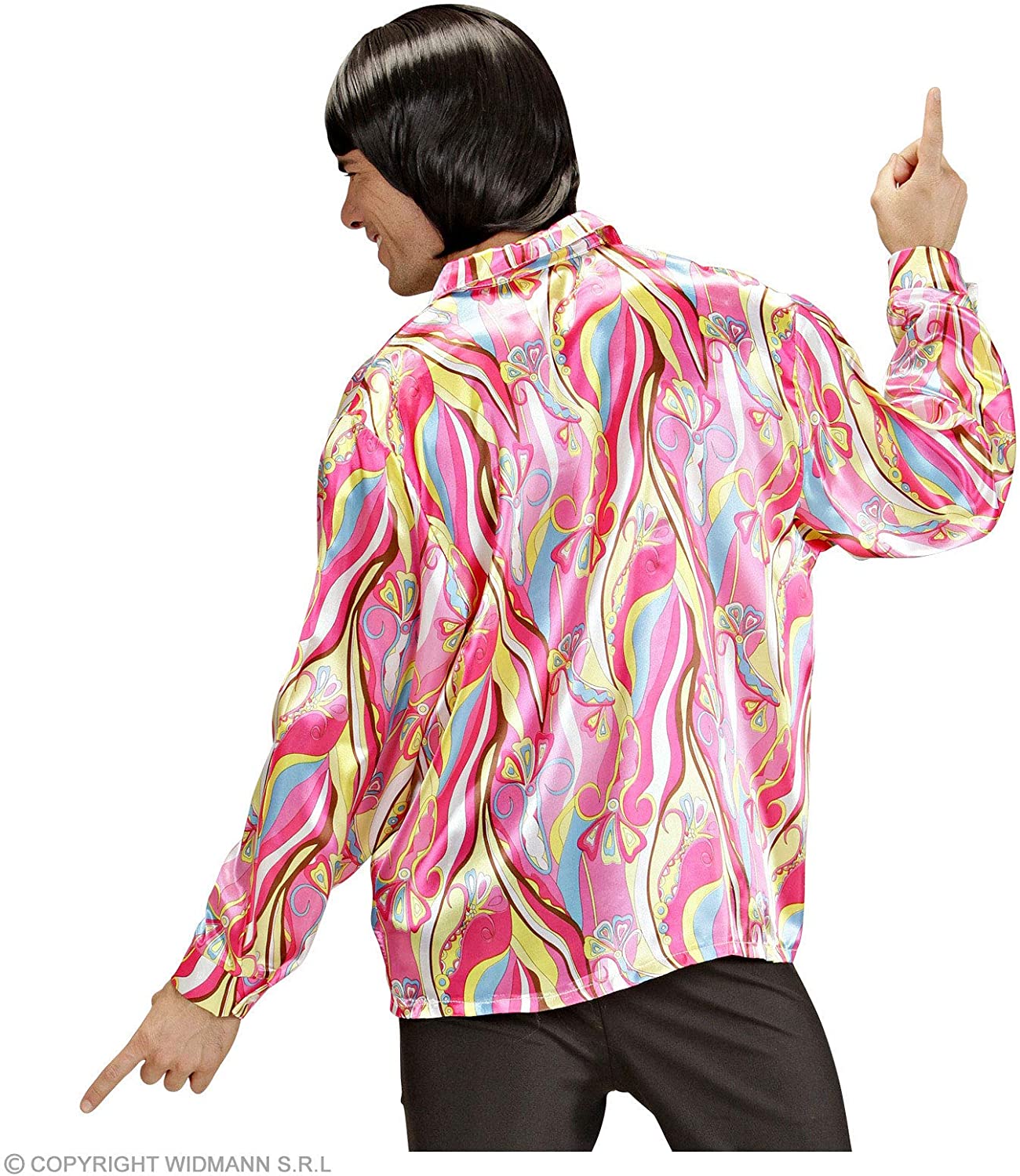 Mens 70s Mod Shirt 3 Cols Costume Extra Large UK 46" for 70s Hippy Hippie Fancy Dress, Multi-coloured, XL - Image 3