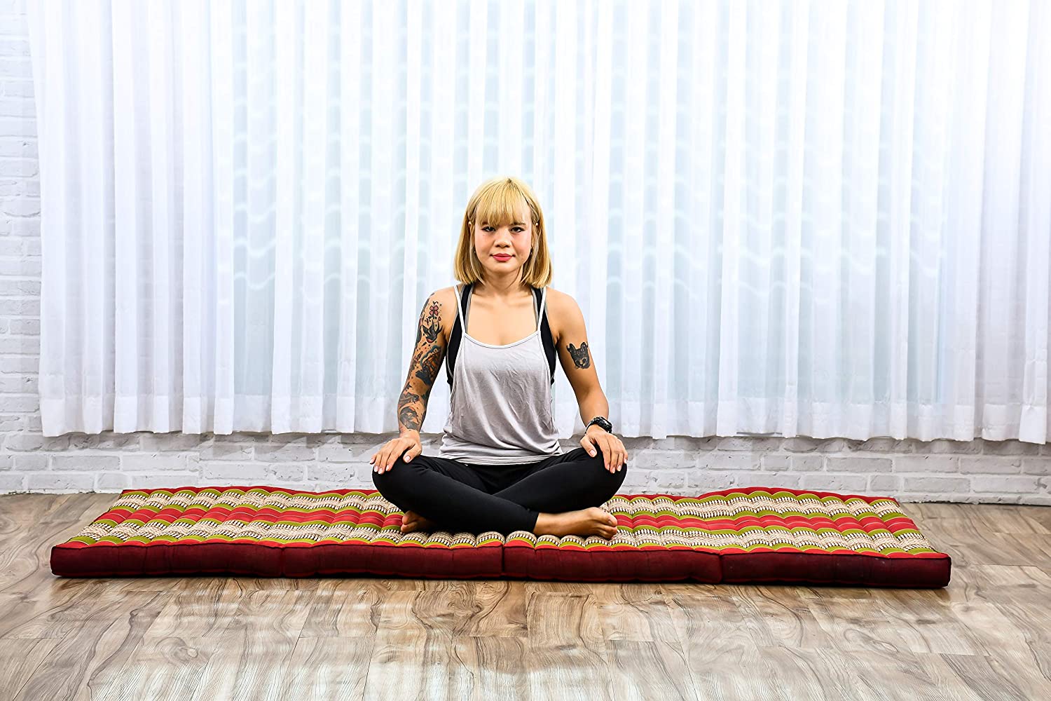 Leewadee Trifold Mattress Standard, Comfortable Thai Massage Pad, Foldable Floor Mattress Filled with Kapok - Image 4