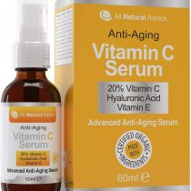 20% Vitamin C Serum - 60 ml Made in Canada - Certified Organic + 11% Hyaluronic Acid + Vitamin E Moisturizer + Collagen Boost - Reverse Skin Aging, Sun Spots and Wrinkles - Use with Derma Roller