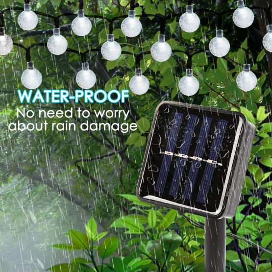 Mitening Solar String Lights Garden, 7M 50 LED Outdoor Waterproof Crystal Ball Fairy Lights 8 Modes Solar Powered Globe Lights for Garden Patio Yard Home Wedding Festival Party [Energy Class A+++] - Image 3
