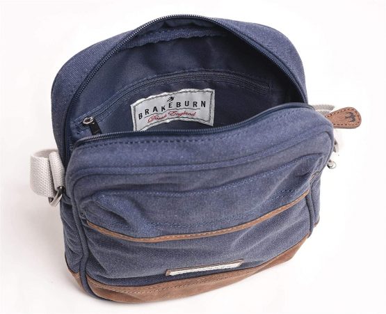 Brakeburn Mens Canvas Cross Body Bag Blue - Image 3