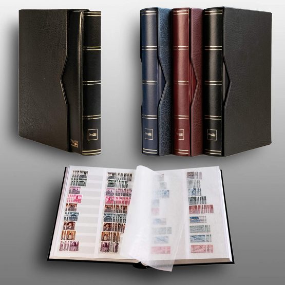Prophila stockbook 60 white divided sides padded with slipcase black
