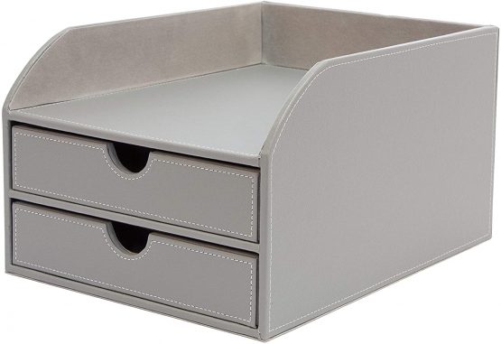 OSCO Faux Leather 2 Tier Sorter with Letter Tray