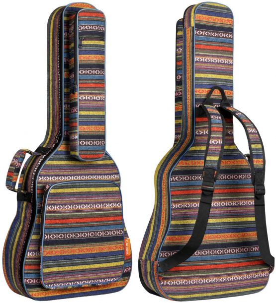 CAHAYA Bohemian Guitar Case Vintage Guitar Bag 15.5mm Thick Sponge Padded Guitar Case for 40 41 42 Inches Acoustic Classical Guitar, CY0186