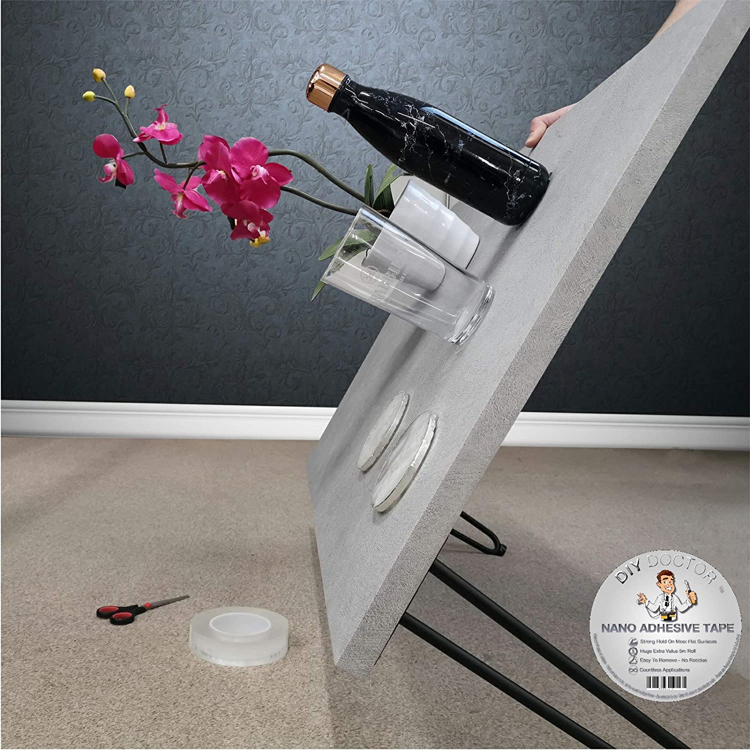 DIY Doctor Multi-Functional Double Sided Nano Tape, Huge 5m x 22mm Roll, Strong Double Sided Heavy Duty - Image 2