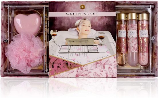 accentra A moment for you gift set, wellness set with various care products and bath tray, the special gift for all women, ladies, mums