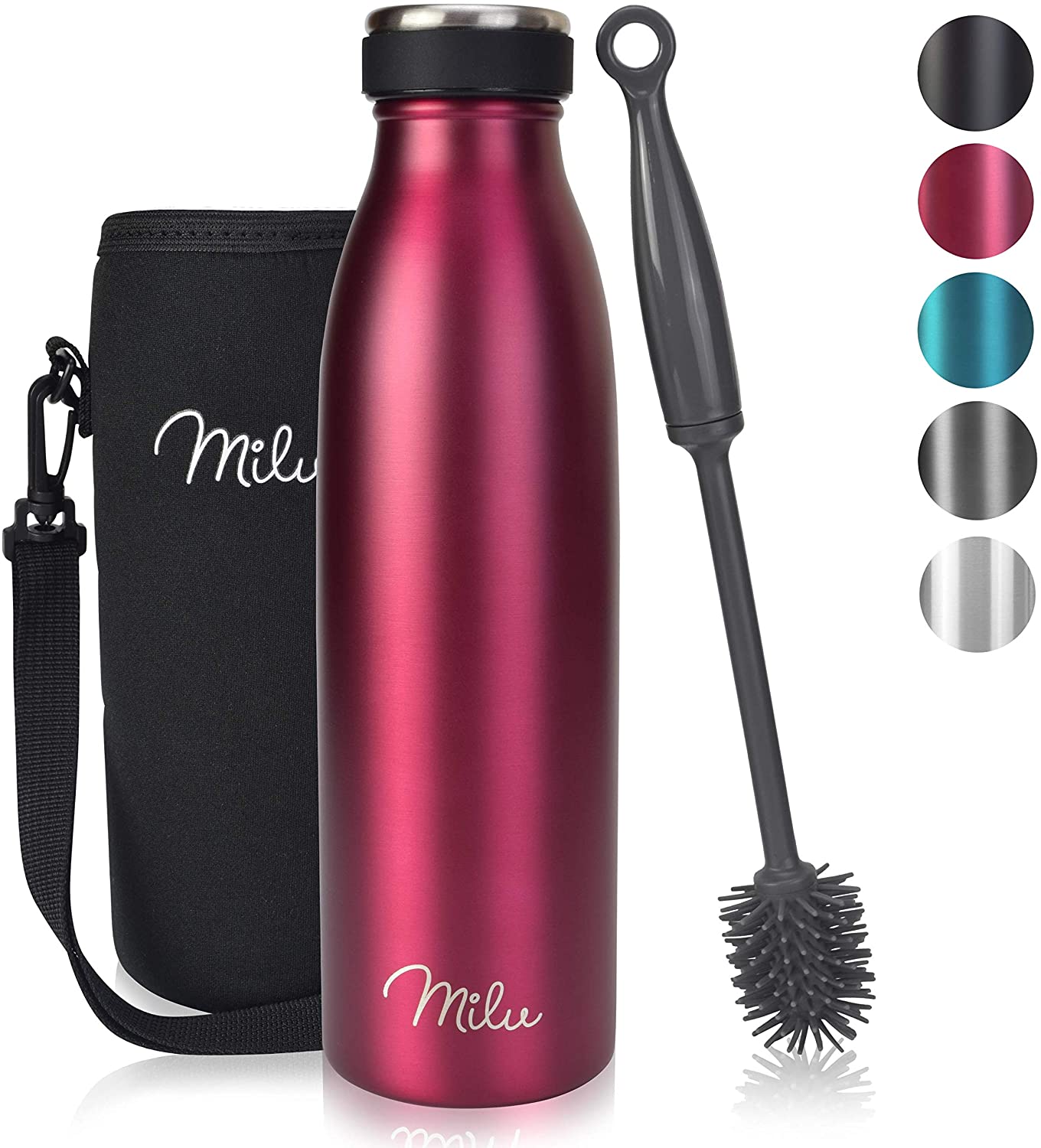 Milu Stainless Steel Drinking Bottle 500 ml, Insulated Thermo Flask for Water, Leak Proof, Insulated and Double Walled