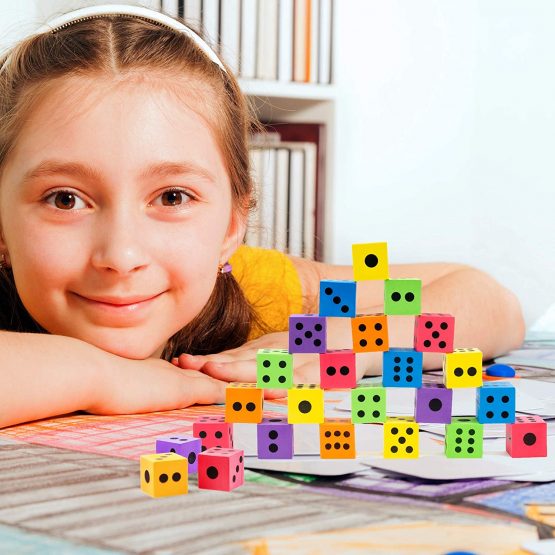 THE TWIDDLERS - 48 Large Colourful Foam Dot Dice Set - 4cm - Image 4