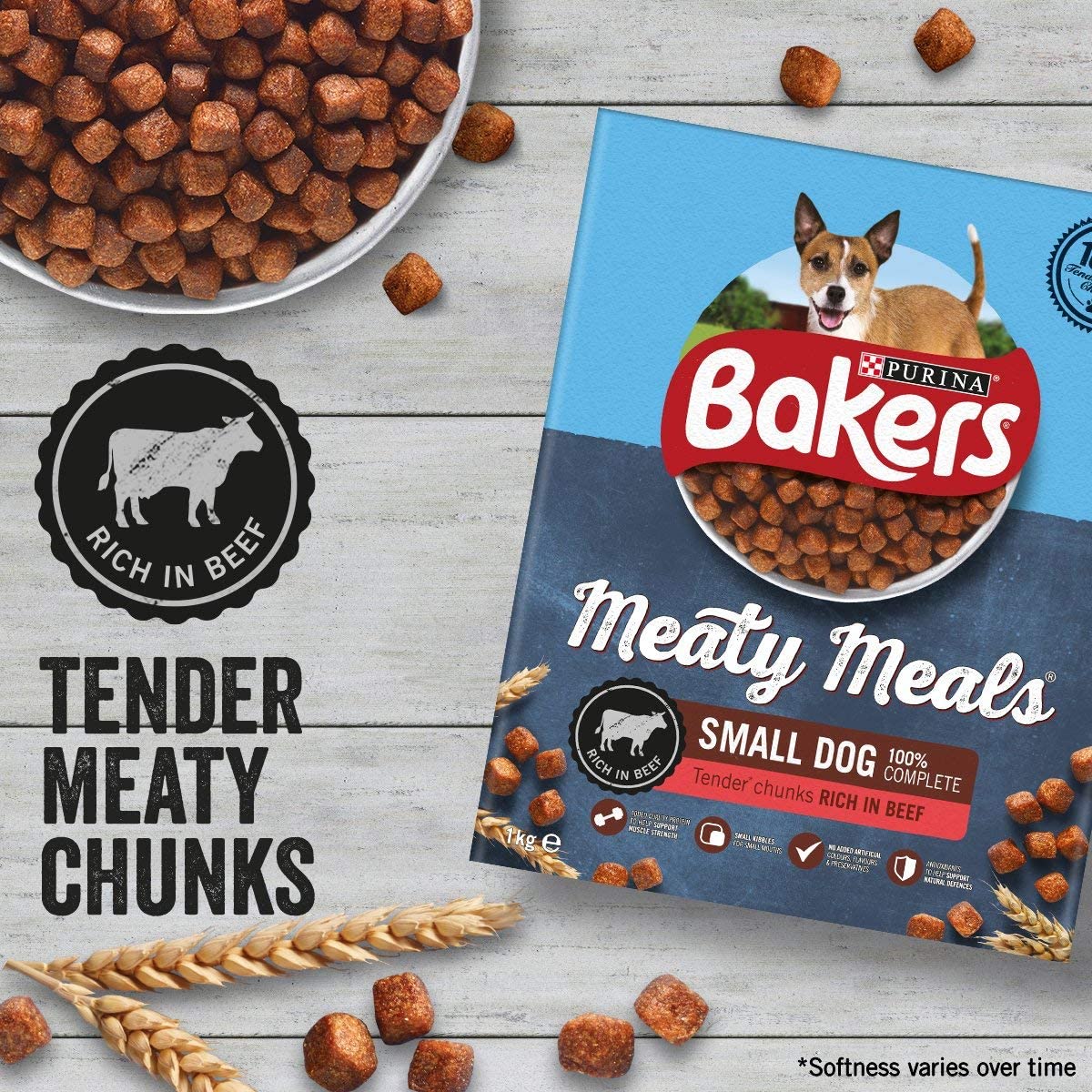Bakers Meaty Meals Adult Small Dry Dog Food Beef 1kg (Pack of 4), 1 kg (Pack of 4) - Image 3