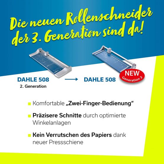 Dahle 508 Rotary Trimmer 2020 Model (Cutting Performance up to 6 Sheets / DIN A3) Blue - Image 2