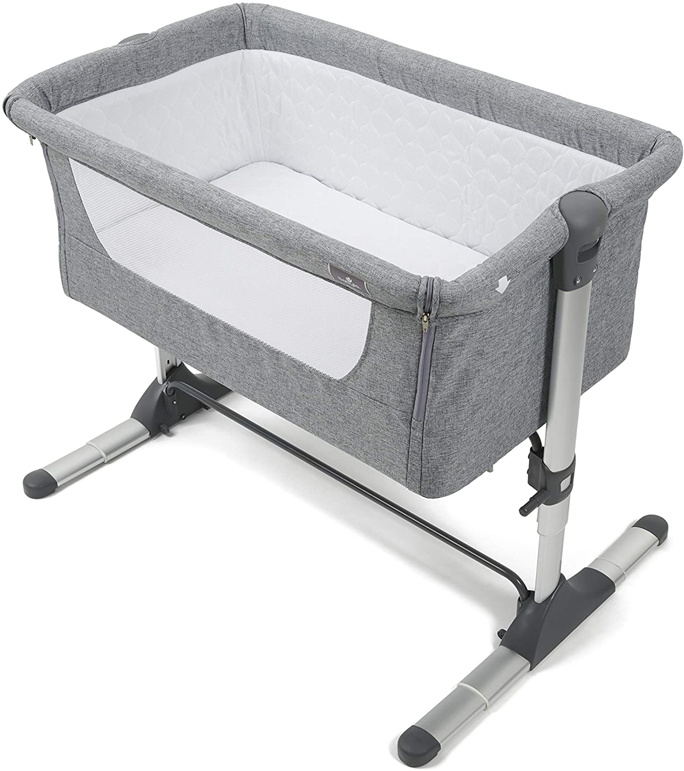 Babylo Snuggle Cuddle Co Sleeper, Slate Grey, Length 96cm - Image 3