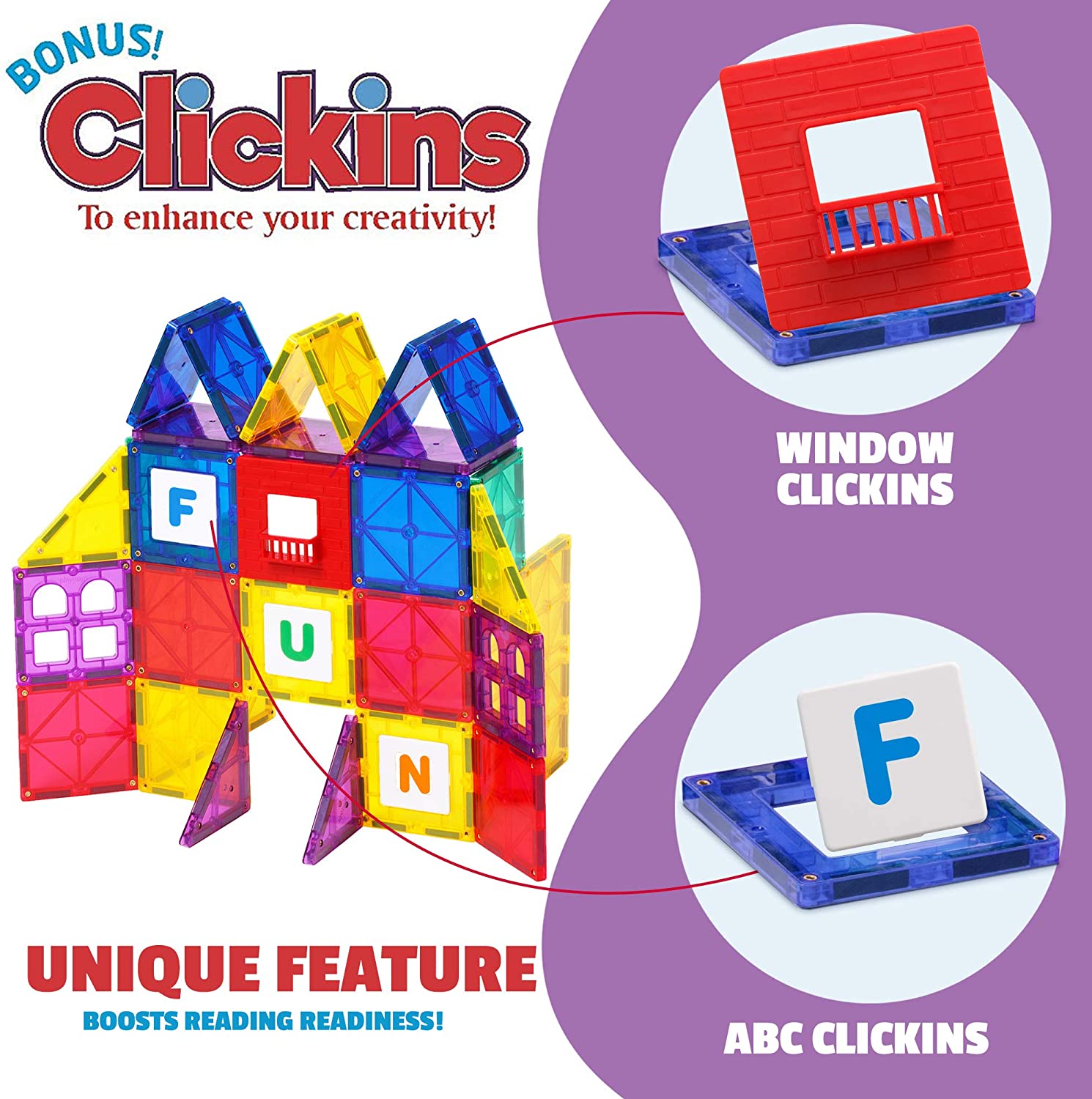 Playmags 150 Pcs Magnetic Tiles Set for Kids, Colorful Stronger Magnets, 3D Magnetic Building Blocks - Image 3