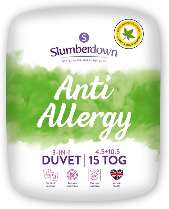 Slumberdown Anti Allergy Double Duvet 4.5 Tog Plus Double Duvet 10.5 Tog 3 in 1 Combination All Seasons 15 Tog Duvet Double Bed