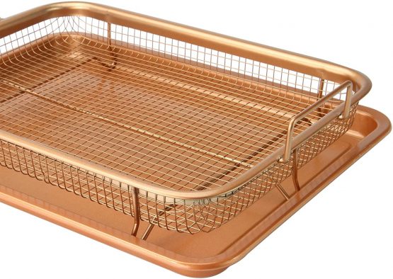 Copper Crisping Basket & Baking Tray | Elevated Crisping Basket | 2 Piece Oven Set | Non-Stick Cooking Trays | Kitchen Crisping Set | M&W - Image 4