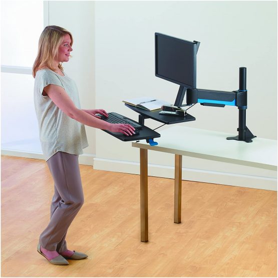 Kensington Sit/Stand Desktop Stand - SmartFit Sit/Stand Workstation for Single Monitor and Two Shelves (K55792WW) - Image 2