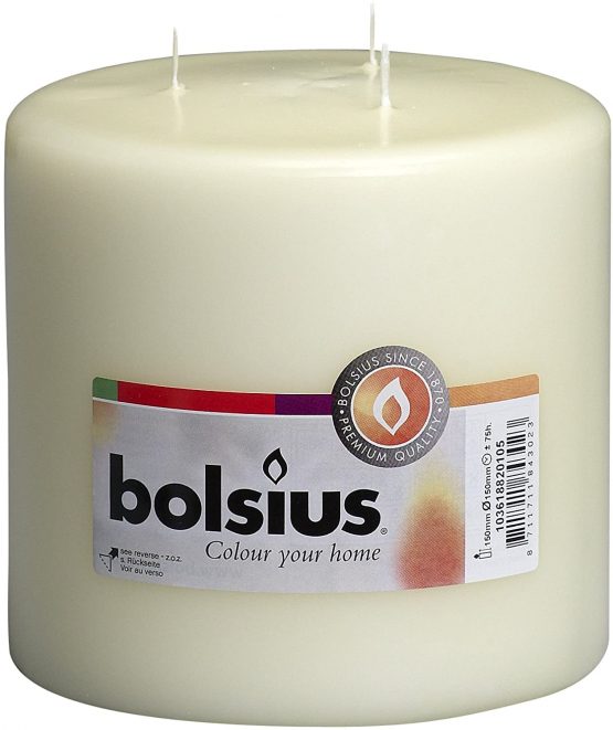 Bolsius Extra Large 3 wick Candle, 15 x 15 cm "Ivory"