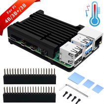 GeeekPi Raspberry Pi 4 Case, Raspberry Pi Armor Case with Passive Cooling,Raspberry Pi CNC Aluminum case with Heat Dissipation Heatsink Thermal Tape for Raspberry Pi 4B(Black)