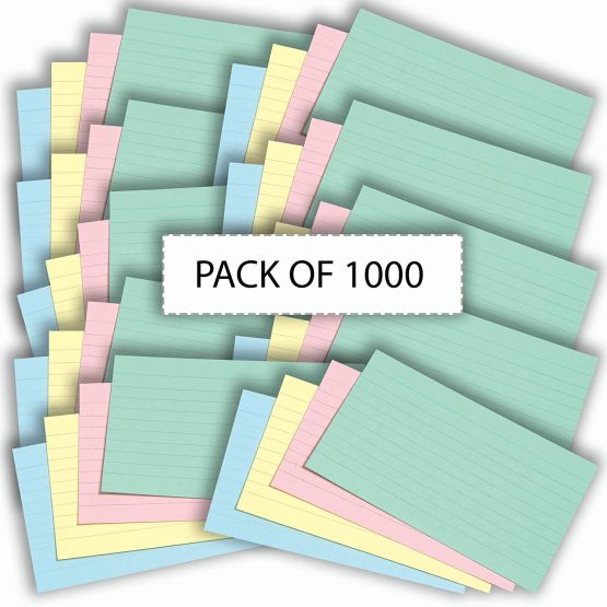 [1000 Pack] Revision Cards 5x3 Coloured Record Cards FlashCards Ruled (5"x 3") 127mm x 76mm Blank Flash Cards Index Cards - Image 2