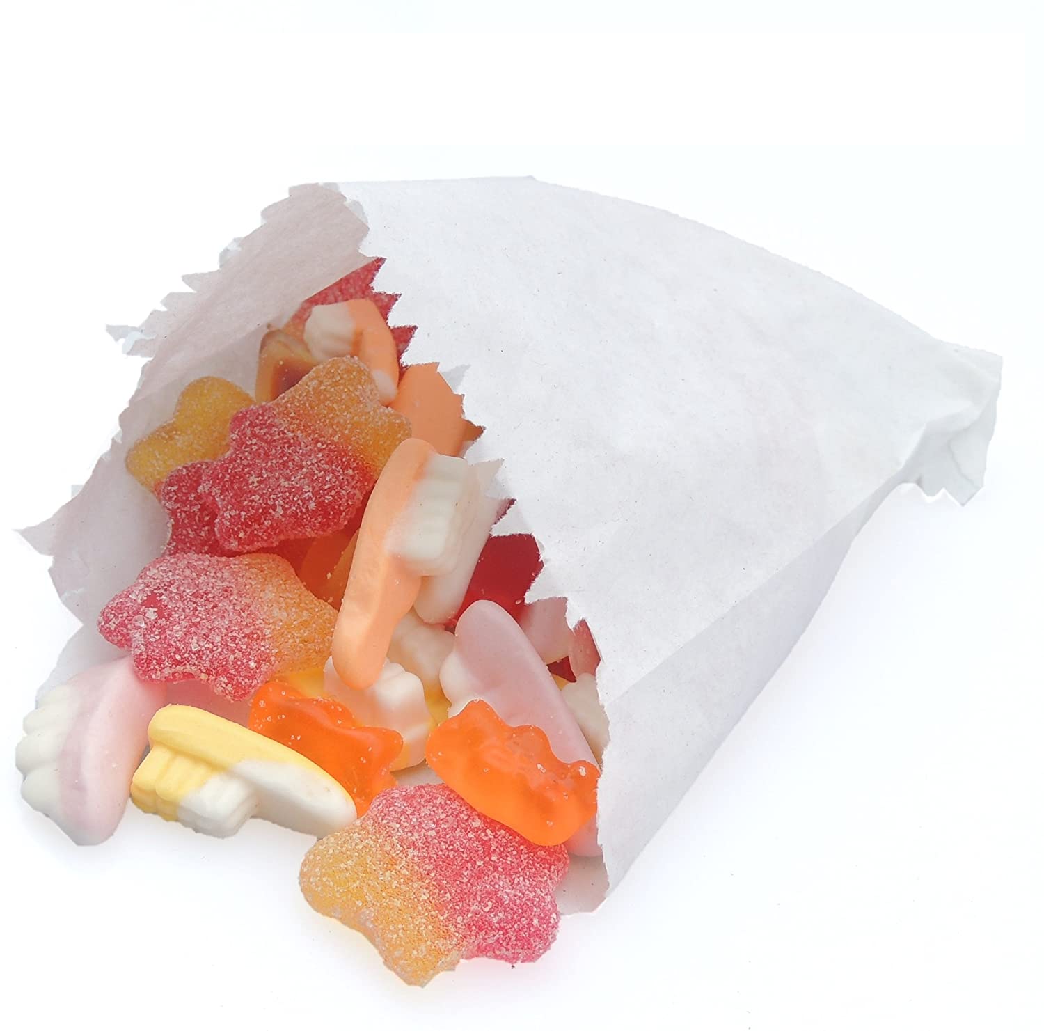 EPOSGEAR® 5" x 5" White Sulphite Strung Paper Food Bags - Ideal for Fruit Vegetables, Sweets and Crafts (100)